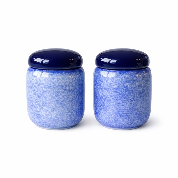 Delft Blue Style Salt & Pepper Shaker Stoneware Dutch Inspired Bridge Landscape - Picture 2 of 7